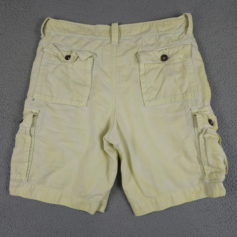 American Eagle Shorts Men 34 Yellow Tie Dye Cargo Distressed Grunge Baggy Skater - Picture 2 of 16